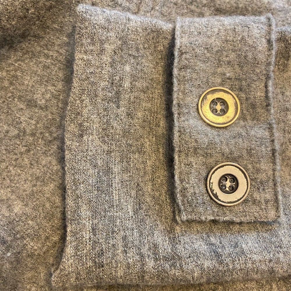 Free People Hooded Jacket Sz L Gray 100% Wool Long Sleeve Cinch Front Draped - Picture 9 of 9